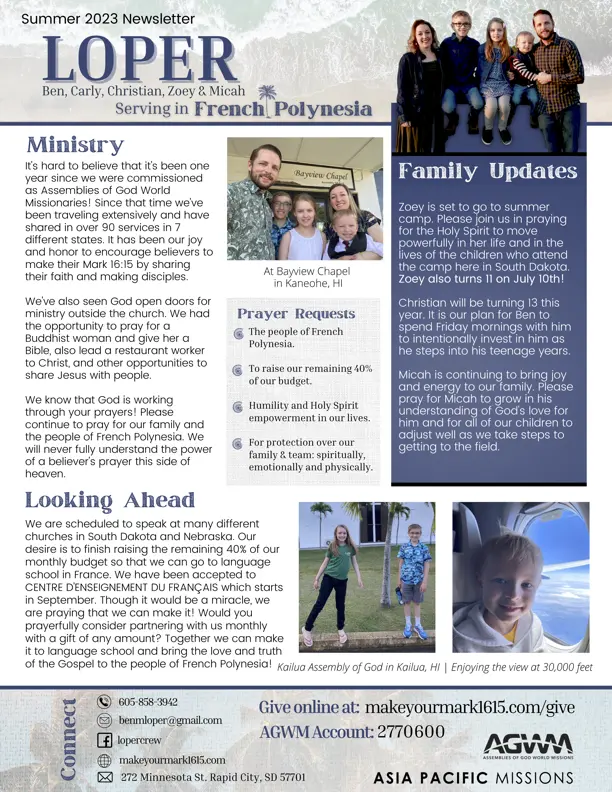 Summer 2023 Newsletter, page 1